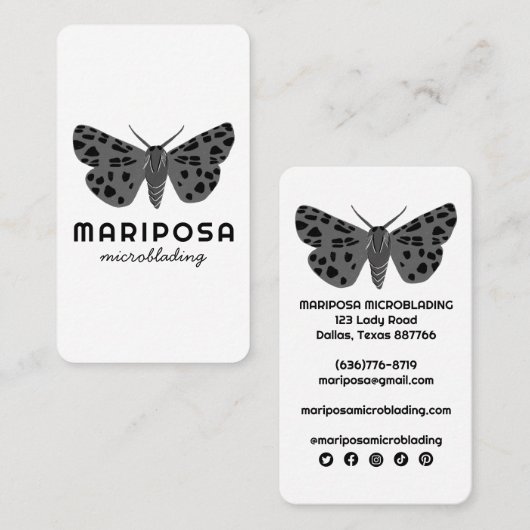 Magical Mystical MOTH Esthetician Beauty Salon Visitekaartje (Voorkant / Achterkant)