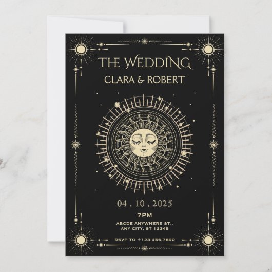 Magical mystical tarot boho sun Wedding Kaart (Voorkant)