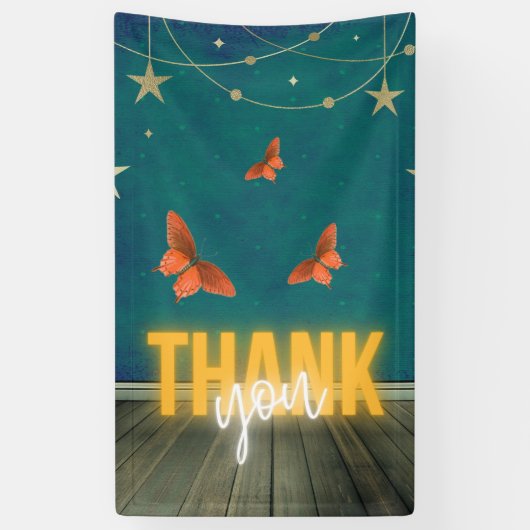 Magical Neon Lights & Butterflies Dank je Spandoek (Verticaal)