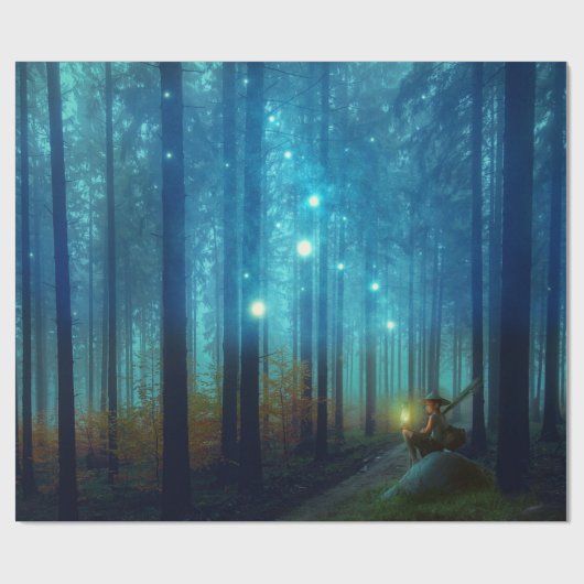 Magical Night Forest Trees Fairy Tale Cadeaupapier (Vlak)