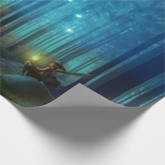 Magical Night Forest Trees Fairy Tale Cadeaupapier (Hoek)