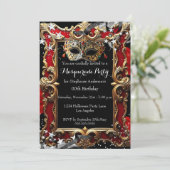 Magical Night Masquerade Party Red Halloween Kaart (Staand voorkant)