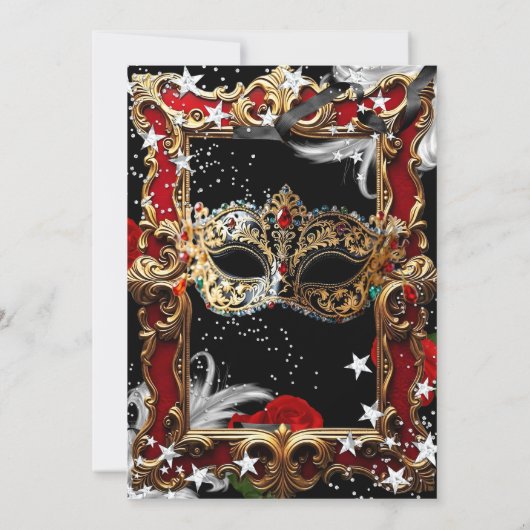 Magical Night Masquerade Party Red Halloween Kaart (Achterkant)