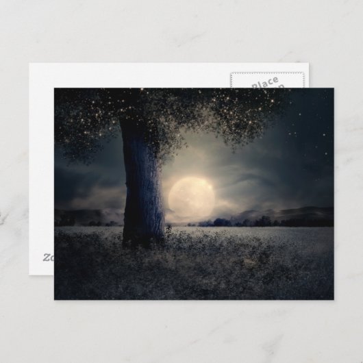 Magical Night Moon Briefkaart (Voorkant / Achterkant)