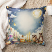 Magical Night Sky Owls Stars Waterverf Pillow Kussen (Deken)