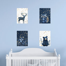 Magical Night Sky Woodland Animal Print Set