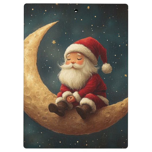 Magical Night with Crescent Moon and Santa Claus Klembord (Achterkant)
