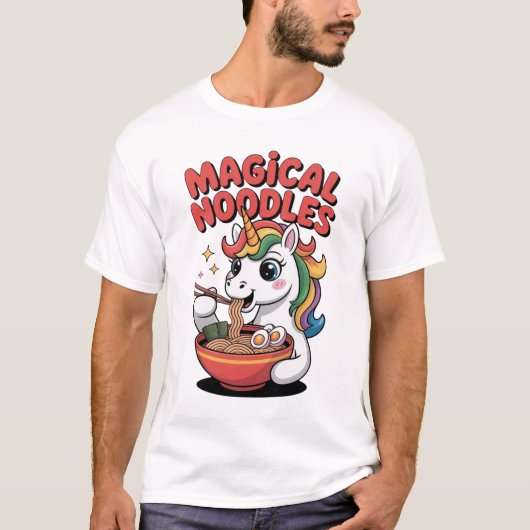 Magical Noodles Unicorn Ramen Lover Kawaii T-shirt (Voorkant)