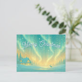 Magical Northern Lights Merry Christmas Feestdagenkaart (Staand voorkant)