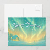 Magical Northern Lights Merry Christmas Feestdagenkaart (Voorkant / Achterkant)