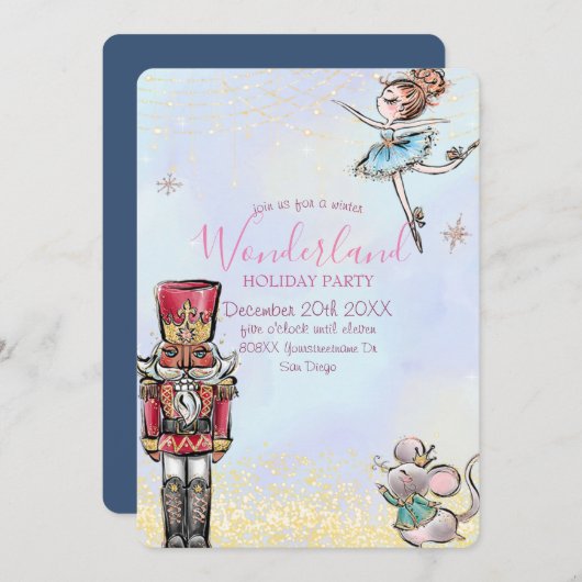 Magical Nutcracker Winter Wonderland Kerstmis Kaart (Voorkant / Achterkant)