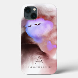 Magical Ombre Pink Paars Mountains Monogrammed Case-Mate iPhone Case