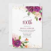 Magical One Hundred 100th Birthday Invite Kaart (Voorkant)
