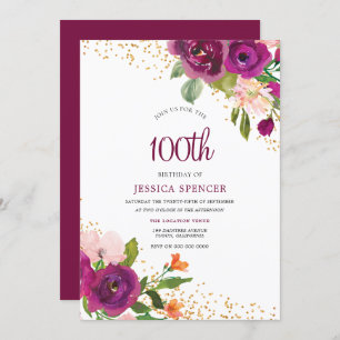 Magical One Hundred 100th Birthday Invite Kaart