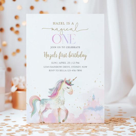 Magical One Unicorn 1st Birthday Party Kaart