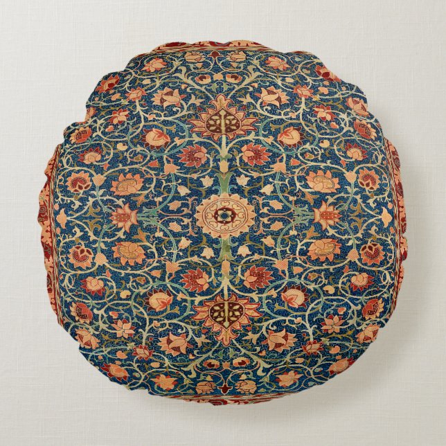 Magical Oriental Rug Pattern in Blue and Red Rond Kussen (Voorkant)