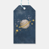 Magical Outer Space Navy Gold Boy Birthday Favors Cadeaulabel (Achterkant)
