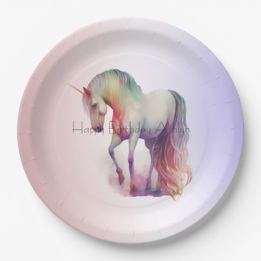 Magical Paars Blush Ombre Unicorn Papieren Bordje (Voorkant)
