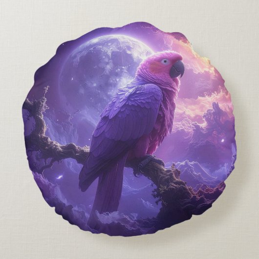 Magical Parrot Rond Kussen (Achterkant)