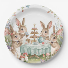 Magical Pastel Bunny & Floral Tea Party Plates Papieren Bordje