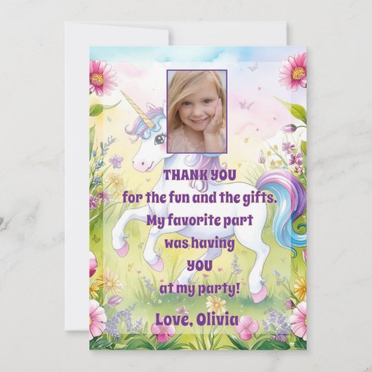 Magical Pastel Custom Verjaardag Foto Bedankkaart (Achterkant)