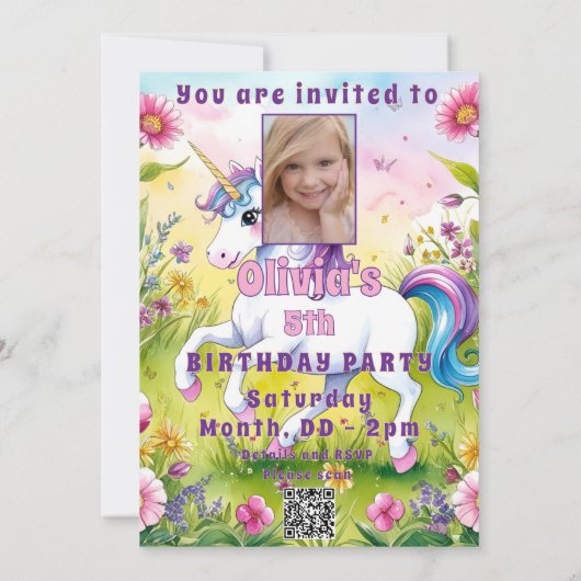 Magical Pastel Custom Verjaardag Foto Kaart (Achterkant)