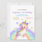 Magical Pastel Rainbow Stars Unicorn Birthday  Kaart (Voorkant)