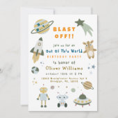 Magical Personalized Space Birthday Party Invite Kaart (Voorkant)