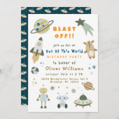 Magical Personalized Space Birthday Party Invite Kaart (Voorkant / Achterkant)
