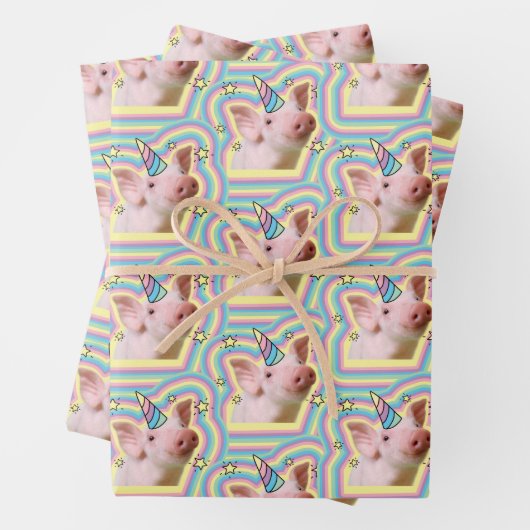 Magical Piglet Unicorn Inpakpapier Vel (In situ)
