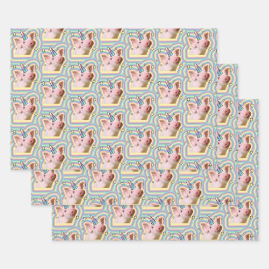 Magical Piglet Unicorn Inpakpapier Vel (Set)