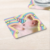 Magical Piglet Unicorn Kartonnen Onderzetters (Schuin)