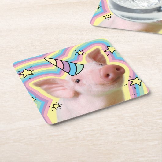 Magical Piglet Unicorn Kartonnen Onderzetters (Schuin)
