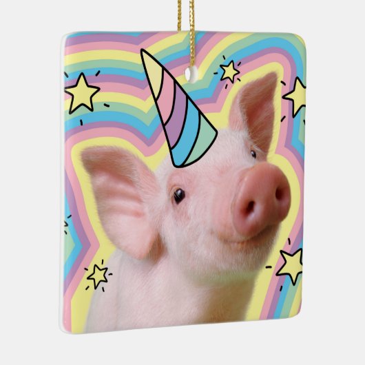 Magical Piglet Unicorn Keramisch Ornament (Rechts)