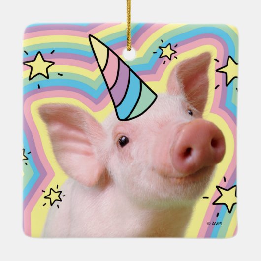 Magical Piglet Unicorn Keramisch Ornament (Achterkant)