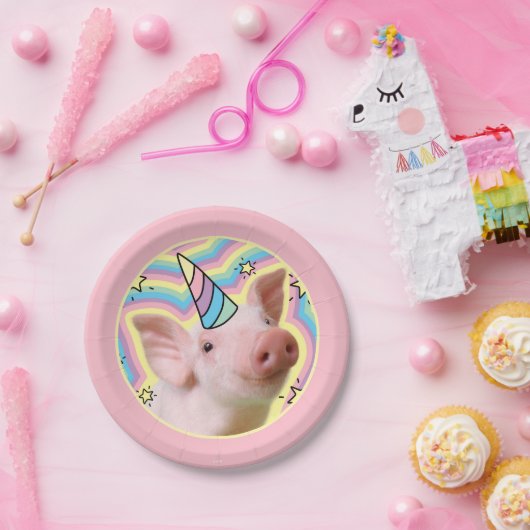 Magical Piglet Unicorn Papieren Bordje (Feest)