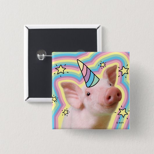 Magical Piglet Unicorn Vierkante Button 5,1 Cm (Voorkant /achterkant)