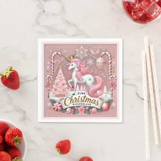 Magical Pink Christmas Wonderland Unicorn  Servet (Insitu)