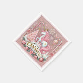 Magical Pink Christmas Wonderland Unicorn  Servet (Hoek)