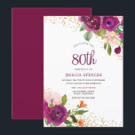 Magical Pink Floral 80th Birthday Invitation Kaart<br><div class="desc">Magical Pink Floral 80th Birthday Uitnodiging Zie bijbehorend collectie in Niche en Nest Store</div>