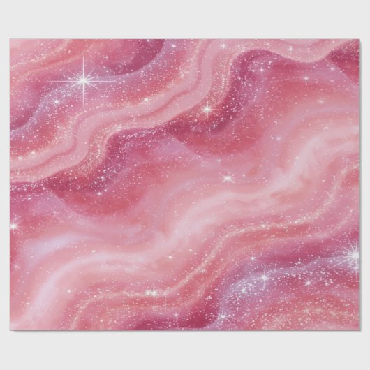 Magical Pink Galaxy Sparkle & Marble Texture Cadeaupapier (Vlak)