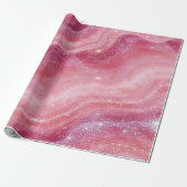 Magical Pink Galaxy Sparkle & Marble Texture Cadeaupapier (Uitgerold)