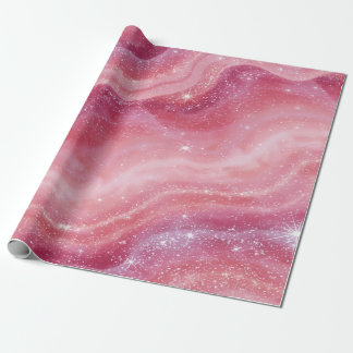 Magical Pink Galaxy Sparkle & Marble Texture Cadeaupapier