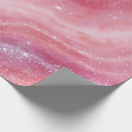 Magical Pink Galaxy Sparkle & Marble Texture Cadeaupapier (Hoek)
