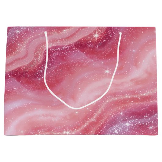 Magical Pink Galaxy Sparkle & Marble Texture Groot Cadeauzakje (Voorkant)