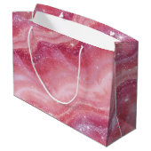Magical Pink Galaxy Sparkle & Marble Texture Groot Cadeauzakje (Achterkant Gekanteld)