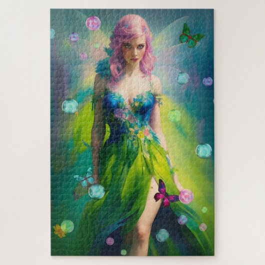 Magical Pink Irish Woodland Fairy and Butterflies Legpuzzel (Verticaal)