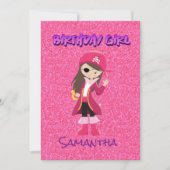 Magical Pink Pastel Glitter Pirate Girl Notitiekaartje (Voorkant)