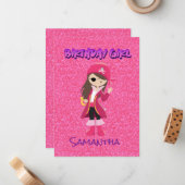 Magical Pink Pastel Glitter Pirate Girl Notitiekaartje (Voorkant / Achterkant in situ)