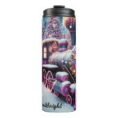 Magical Pink Purple Christmas Train Wonderland Thermosbeker (Voorkant)
